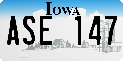 IA license plate ASE147