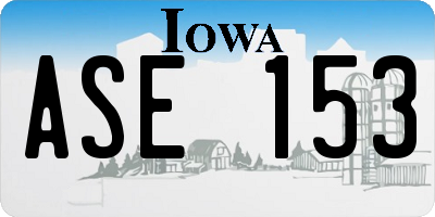 IA license plate ASE153
