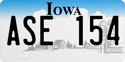 IA license plate ASE154