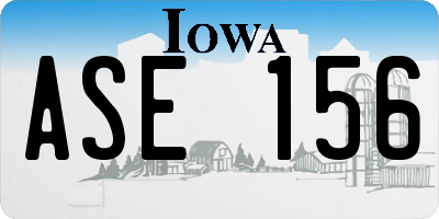 IA license plate ASE156