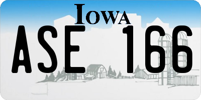 IA license plate ASE166