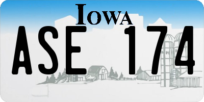 IA license plate ASE174