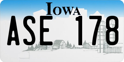 IA license plate ASE178