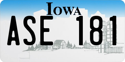 IA license plate ASE181