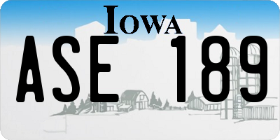 IA license plate ASE189