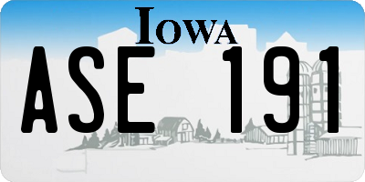IA license plate ASE191