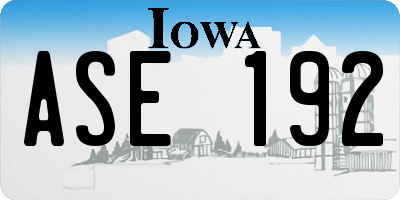 IA license plate ASE192