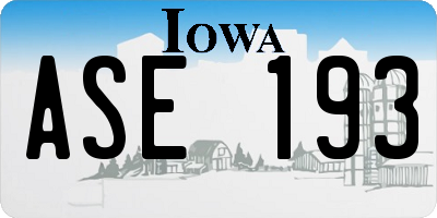 IA license plate ASE193