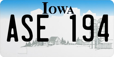 IA license plate ASE194