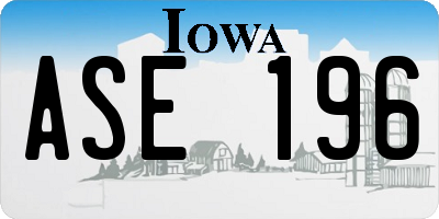 IA license plate ASE196