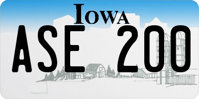 IA license plate ASE200