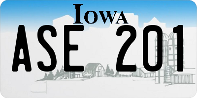 IA license plate ASE201