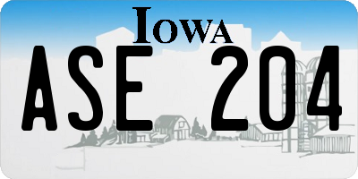 IA license plate ASE204