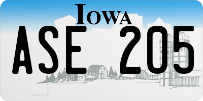 IA license plate ASE205