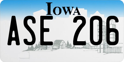 IA license plate ASE206