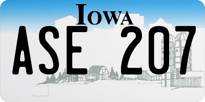 IA license plate ASE207