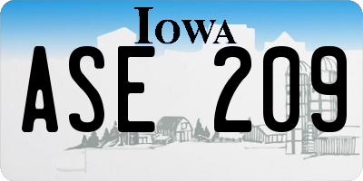 IA license plate ASE209