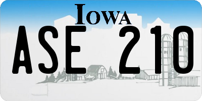 IA license plate ASE210