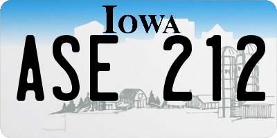 IA license plate ASE212