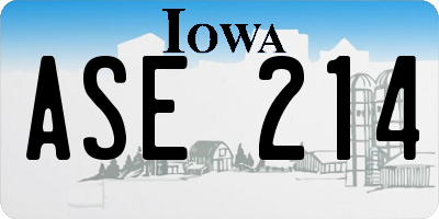 IA license plate ASE214