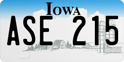 IA license plate ASE215