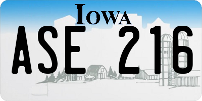 IA license plate ASE216