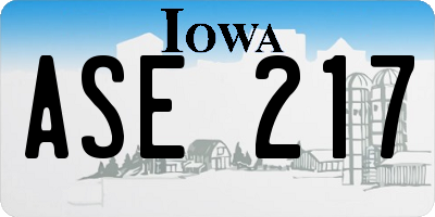 IA license plate ASE217