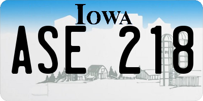 IA license plate ASE218