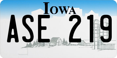 IA license plate ASE219