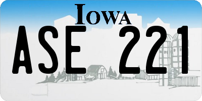 IA license plate ASE221