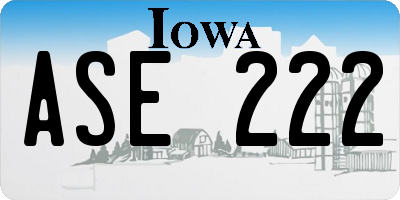 IA license plate ASE222