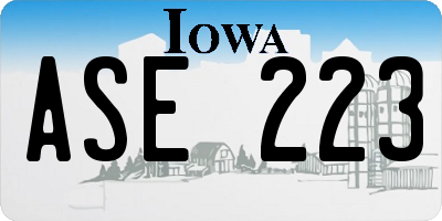 IA license plate ASE223
