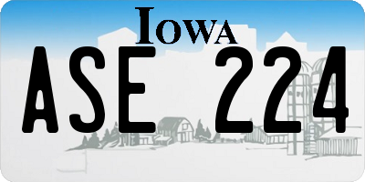 IA license plate ASE224