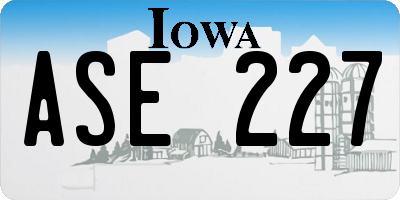 IA license plate ASE227