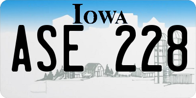 IA license plate ASE228