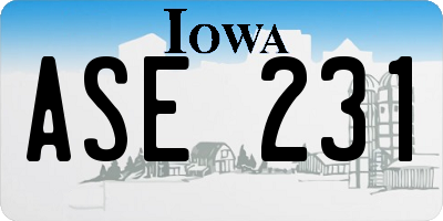 IA license plate ASE231