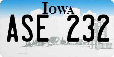 IA license plate ASE232