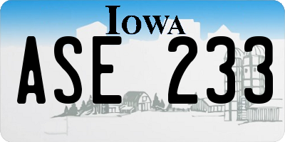 IA license plate ASE233