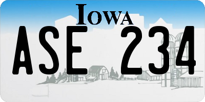 IA license plate ASE234