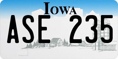 IA license plate ASE235