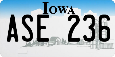 IA license plate ASE236