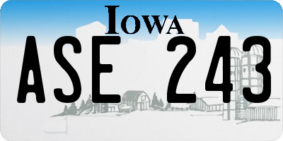 IA license plate ASE243