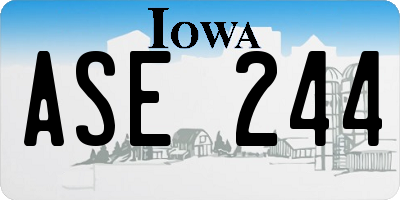 IA license plate ASE244