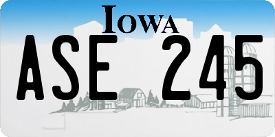 IA license plate ASE245
