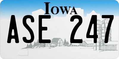 IA license plate ASE247