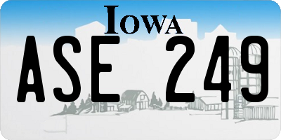 IA license plate ASE249