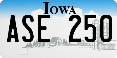 IA license plate ASE250