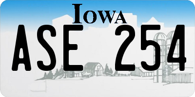 IA license plate ASE254