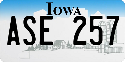 IA license plate ASE257