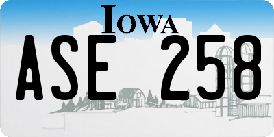 IA license plate ASE258